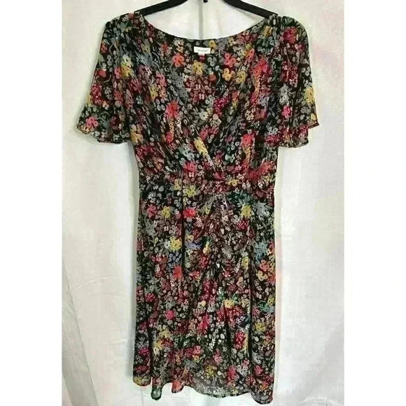 Eyeshadow Floral Dress Size XL V-neck Short Sleeve - Picture 1 of 8